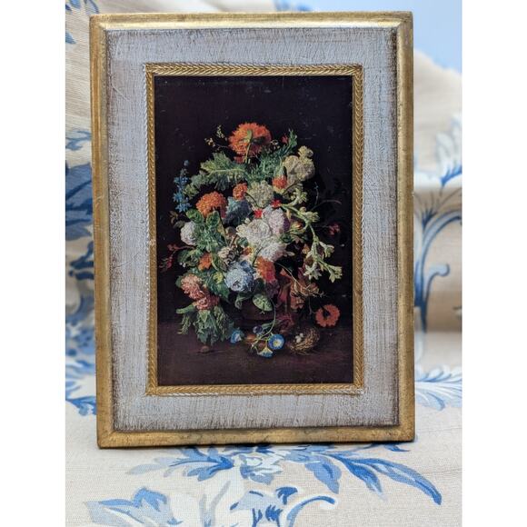 Bouquet at a Column Print by Jan van Huysum Antique/Vintage Wooden Wall Plaque - Picture 7 of 7